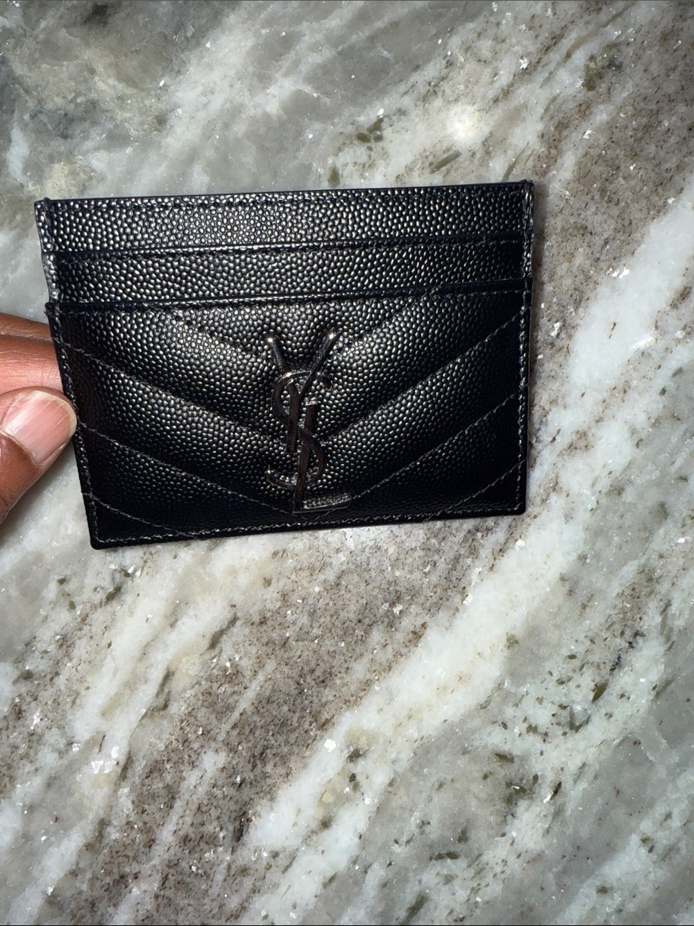 Saint Laurent Black Quilted Card Case with Silver YSL Emblem - Picture 5 of 9